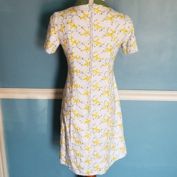 Vintage 1960's White Embroidered Dress S - Picture 4 of 6